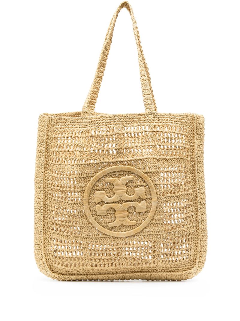 Neutral Ella Crochet Raffia Tote Bag