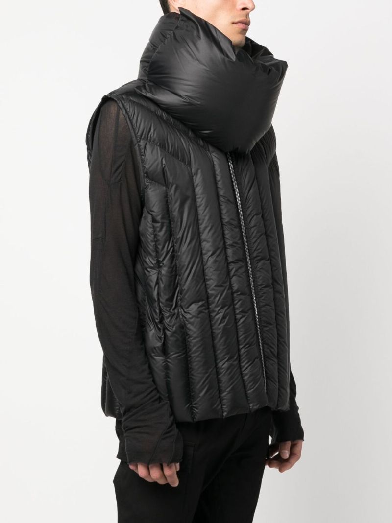 Black Detachable-neck Padded Gilet