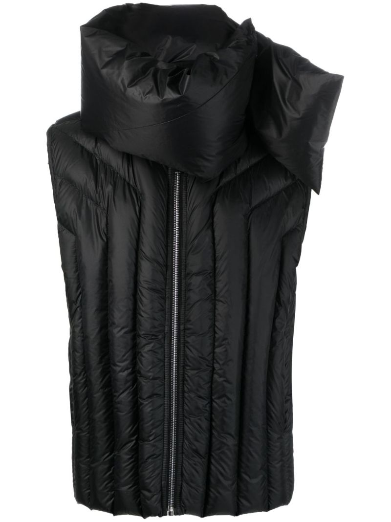 Black Detachable-neck Padded Gilet