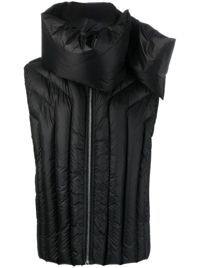 Black Detachable-neck Padded Gilet
