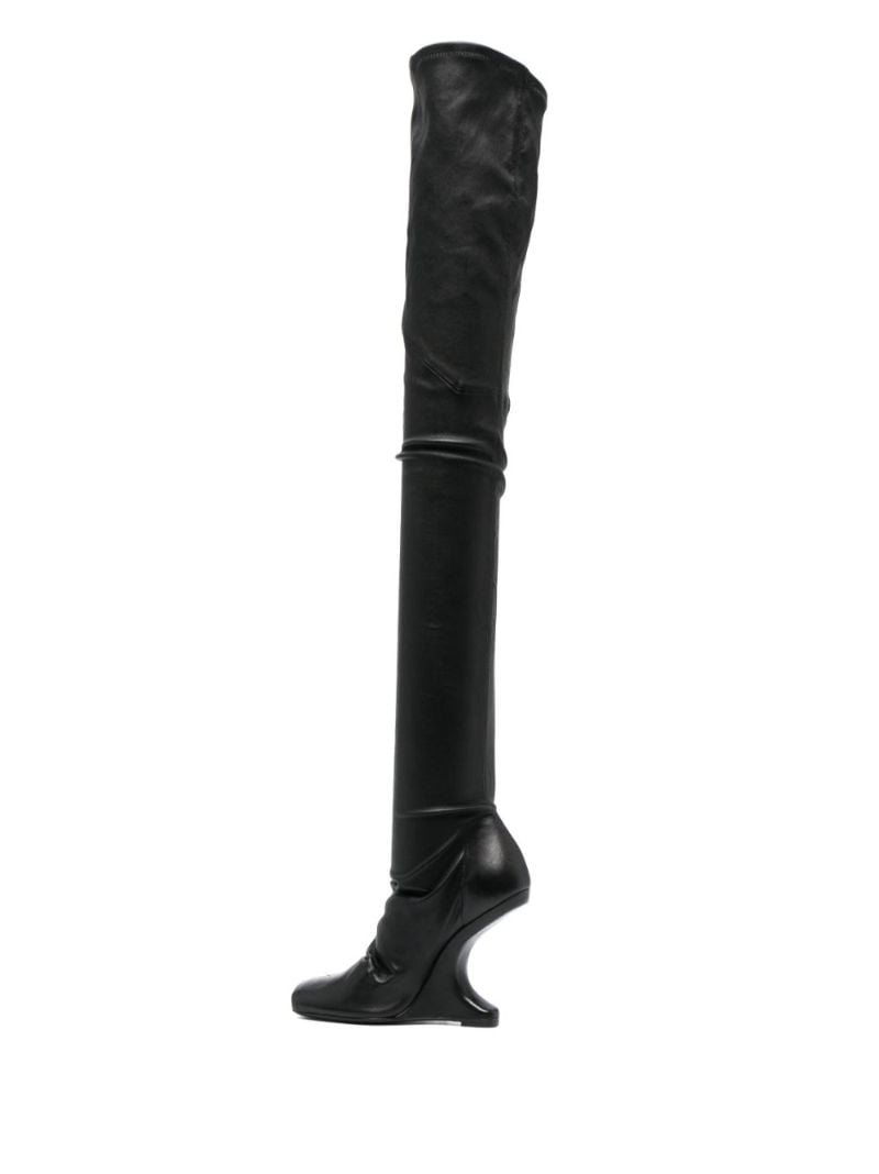 Black Cantilever 110mm Thigh-high Leather Boots