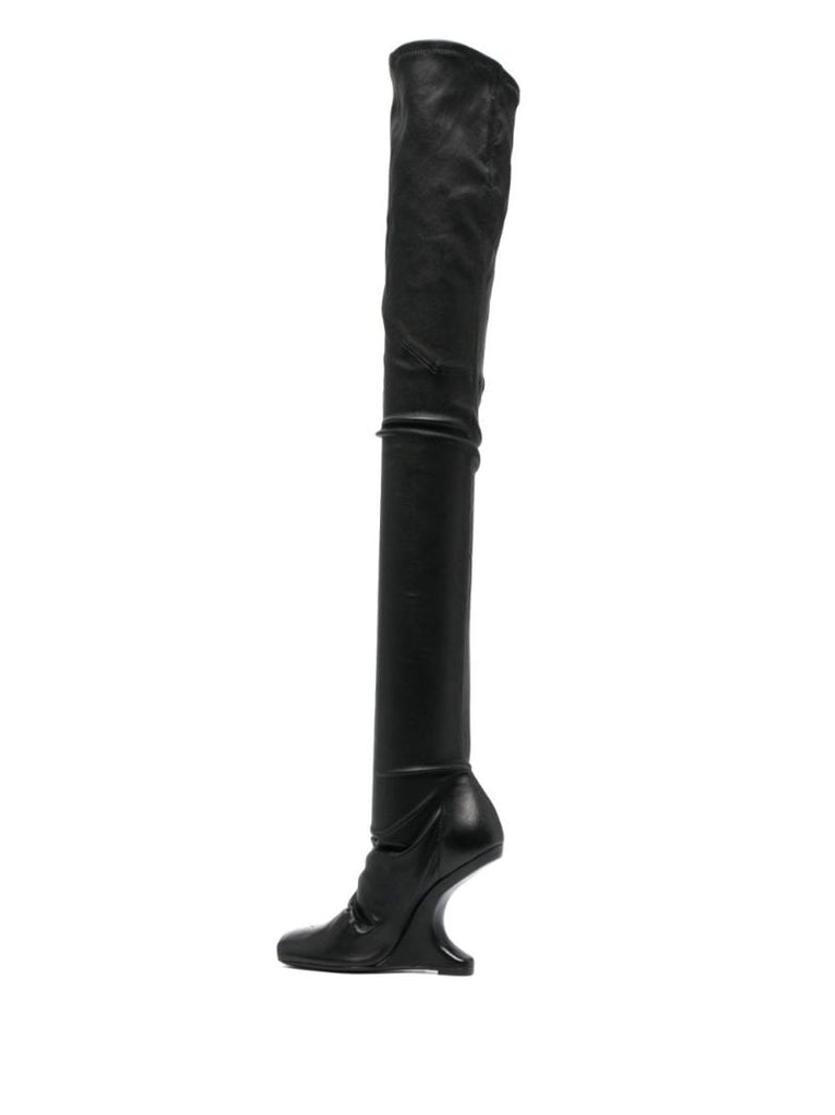 Black Cantilever 110mm Thigh-high Leather Boots