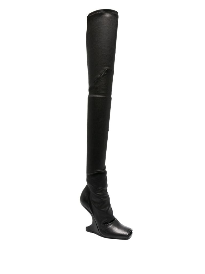 Black Cantilever 110mm Thigh-high Leather Boots
