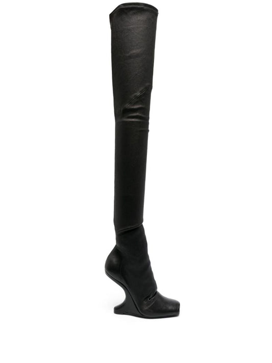 Black Cantilever 110mm Thigh-high Leather Boots