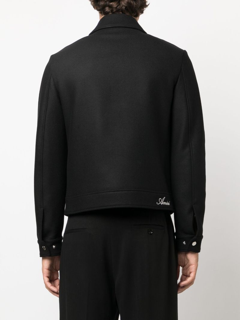 Black Diamond-pattern Wool Jacket