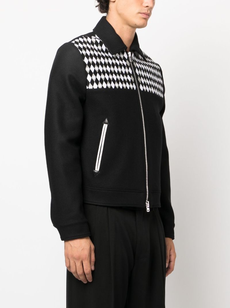 Black Diamond-pattern Wool Jacket