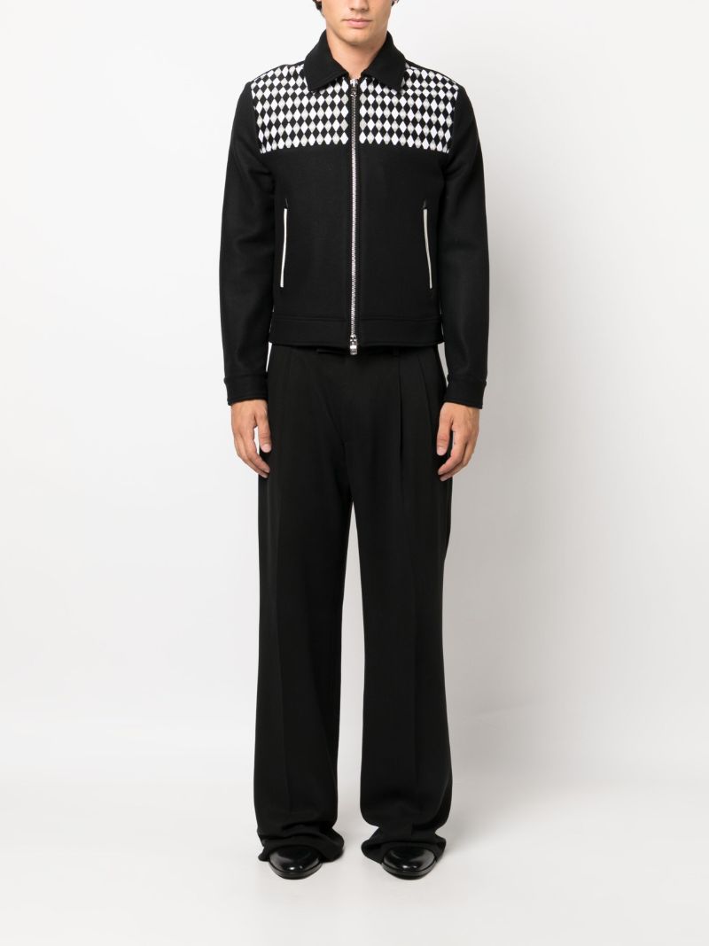 Black Diamond-pattern Wool Jacket