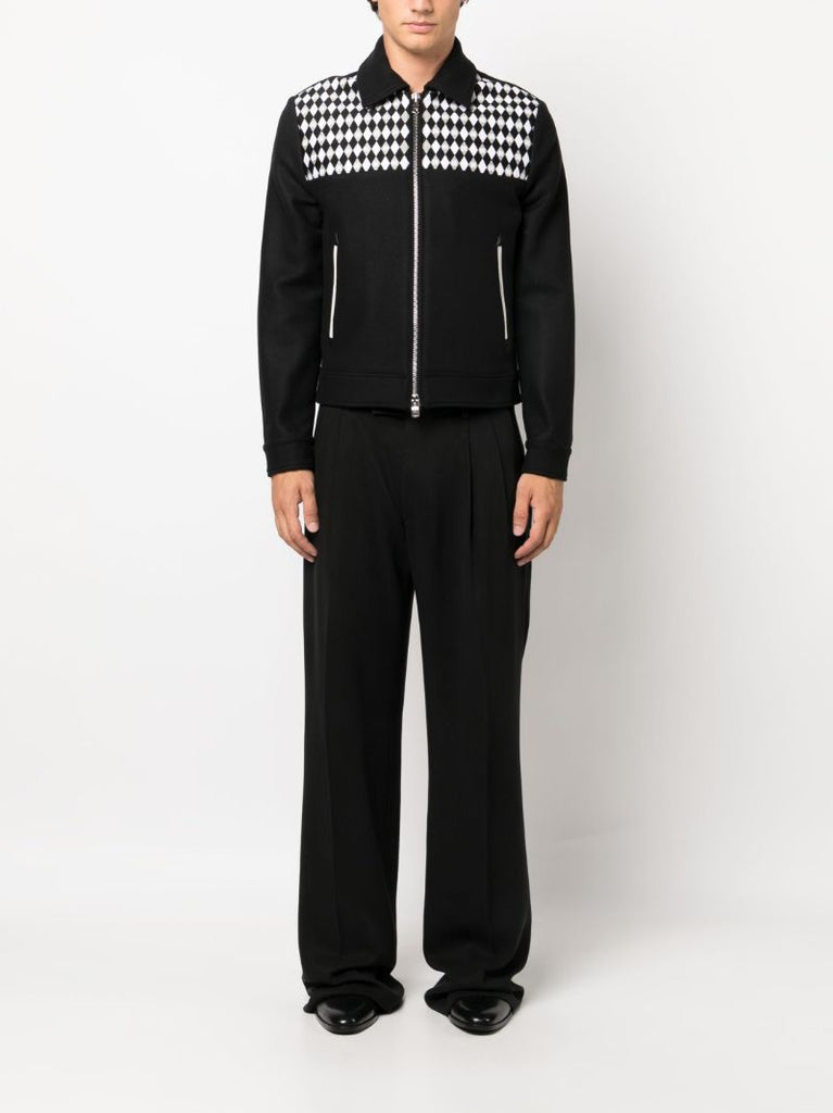Black Diamond-pattern Wool Jacket