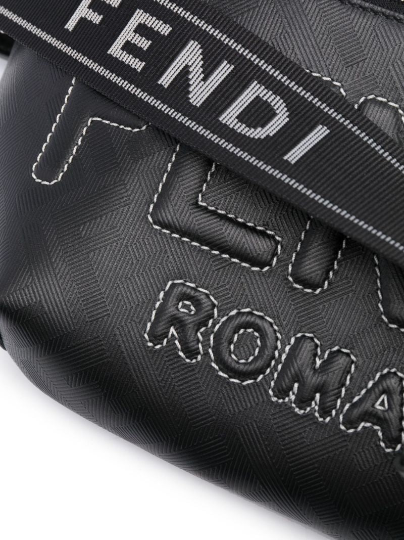 Black Logo Stitching Belt Bag