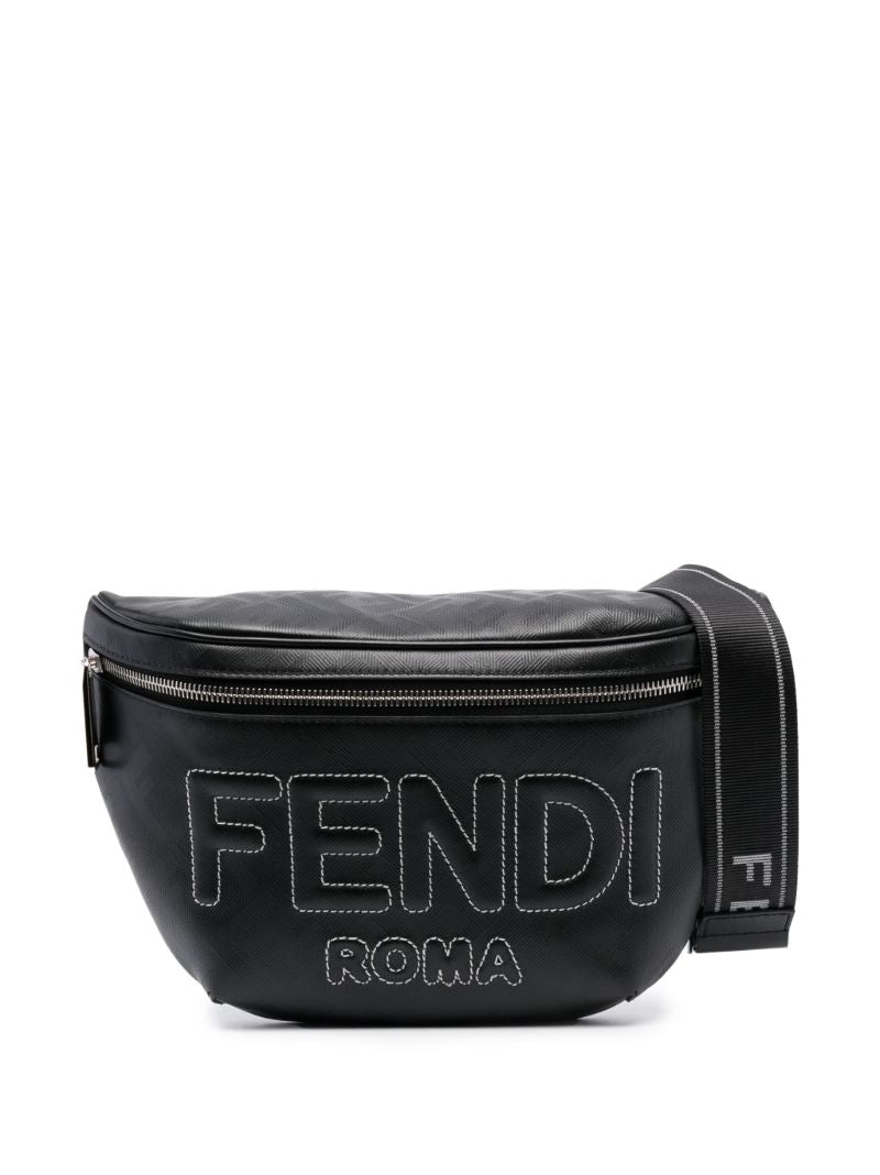 Black Logo Stitching Belt Bag