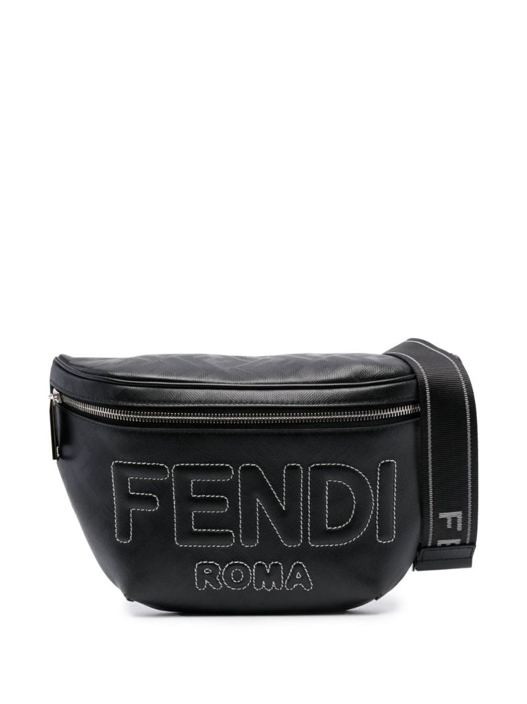Black Logo Stitching Belt Bag