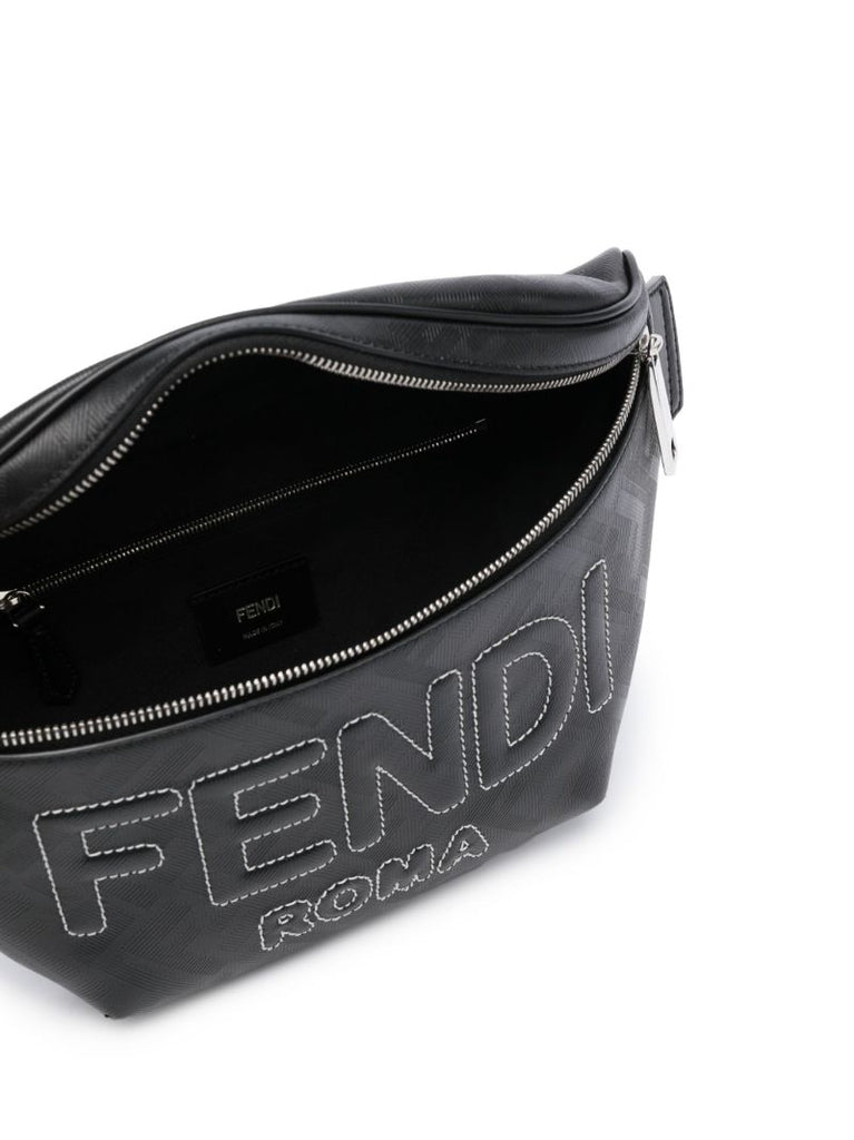 Black Logo Stitching Belt Bag