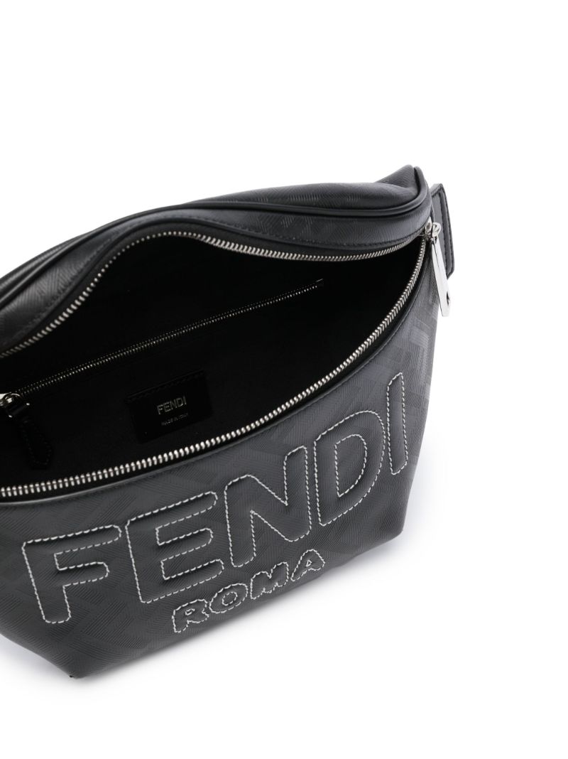 Black Logo Stitching Belt Bag