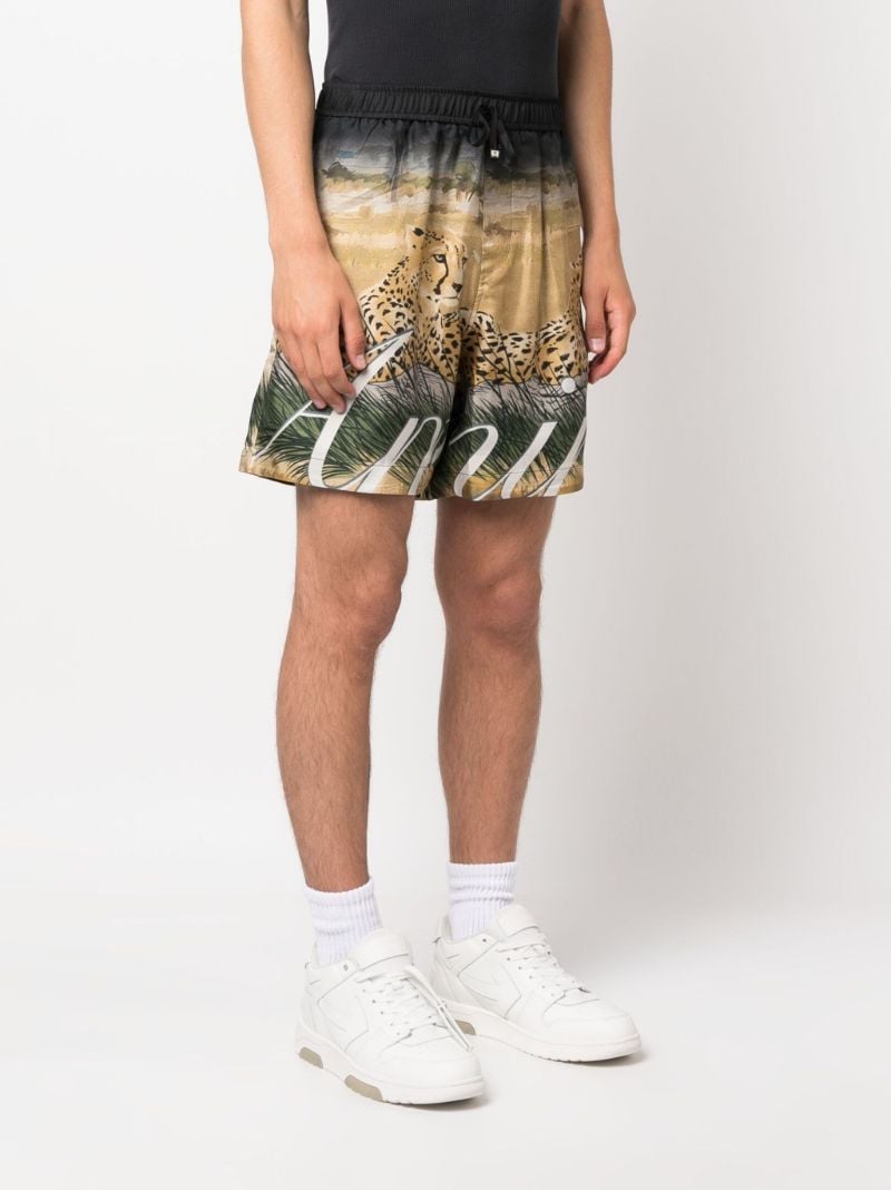 Black Cheetah Print Silk Shorts