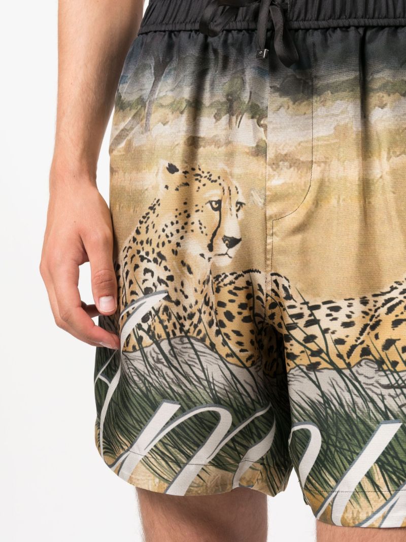 Black Cheetah Print Silk Shorts