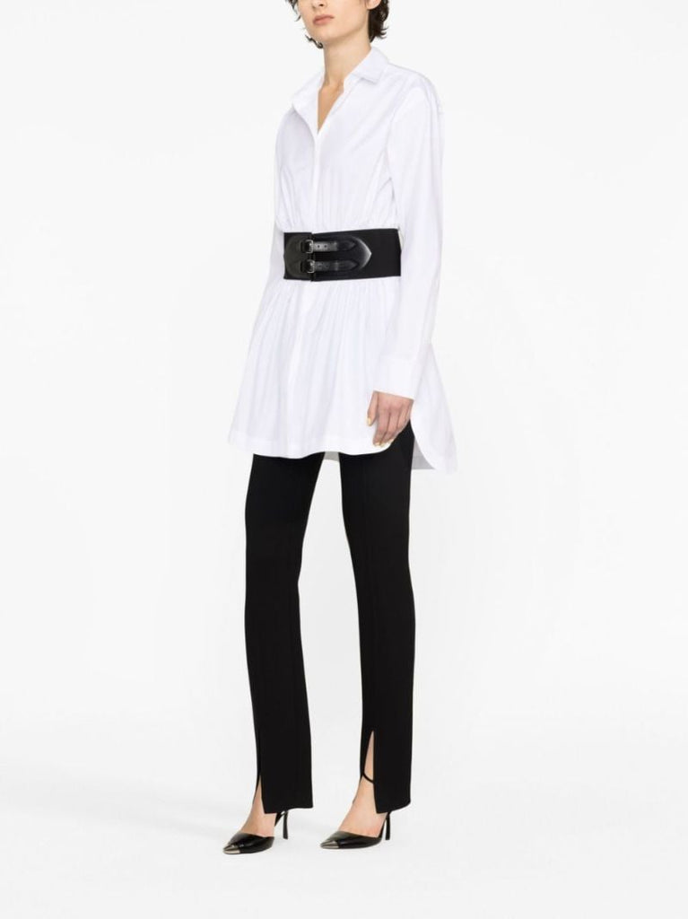 White Belted Cotton Shirt