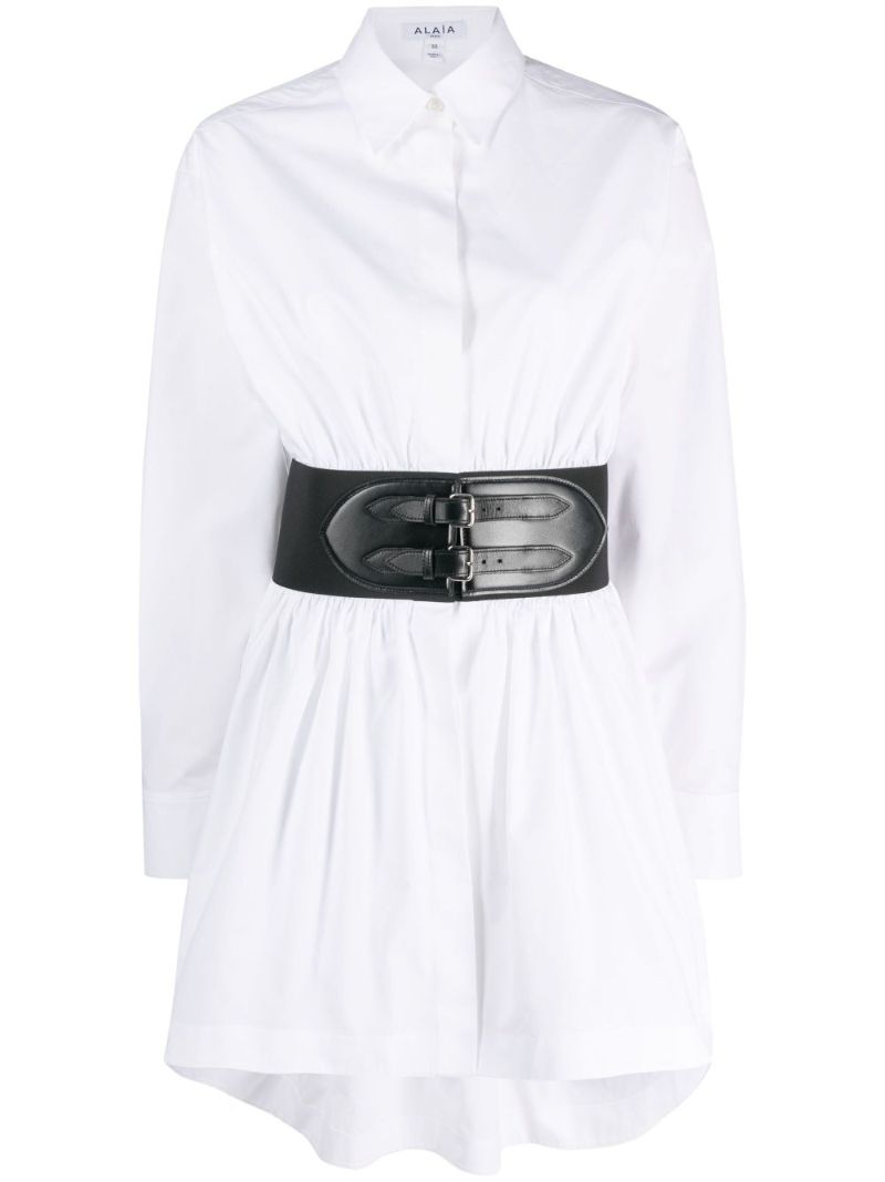 White Belted Cotton Shirt