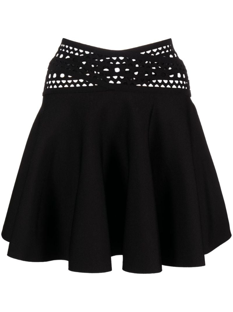 Black Vienne Laser-cut Mini Skirt