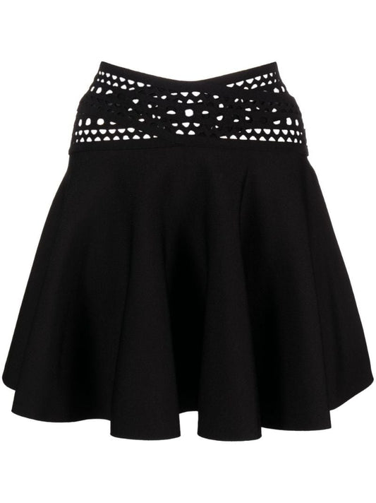 Black Vienne Laser-cut Mini Skirt