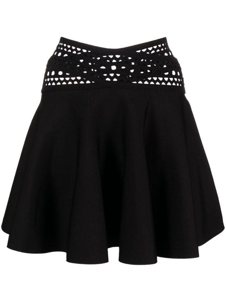 Black Vienne Laser-cut Mini Skirt