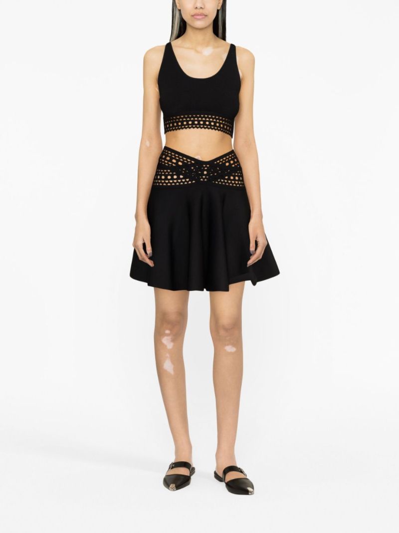 Black Vienne Laser-cut Mini Skirt