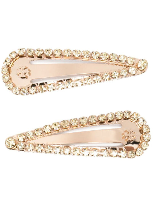 Gold-tone Crystal Hair Clip Set
