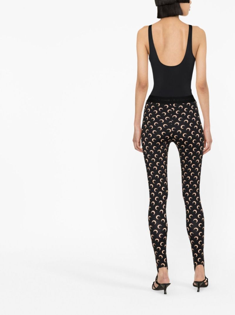 Black Fuseaux Crescent Moon Print Leggings