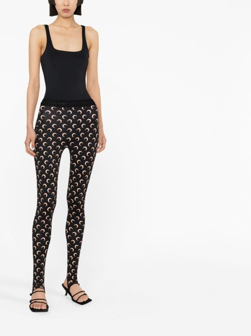 Black Fuseaux Crescent Moon Print Leggings
