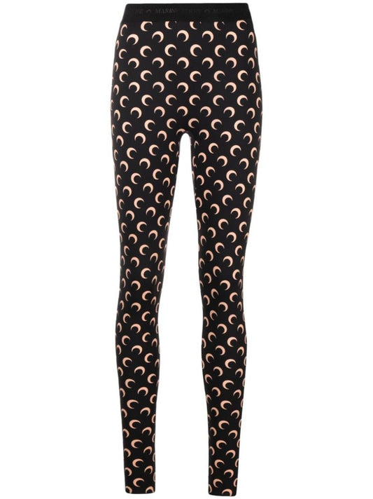 Black Fuseaux Crescent Moon Print Leggings