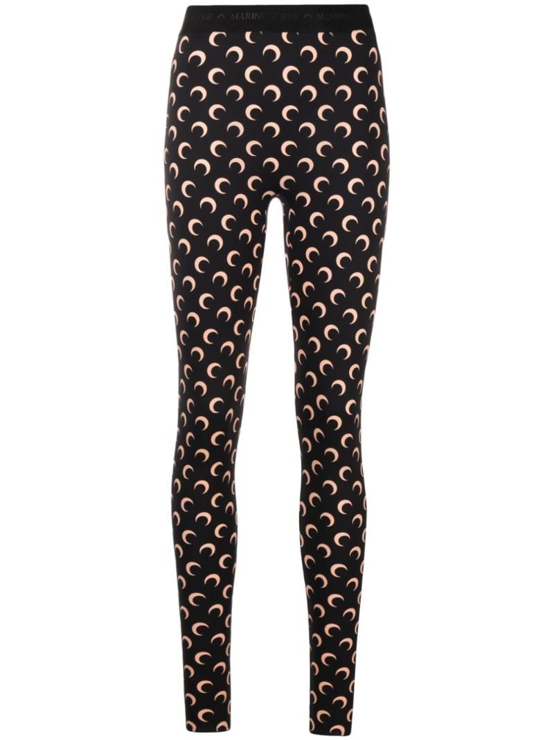 Black Fuseaux Crescent Moon Print Leggings