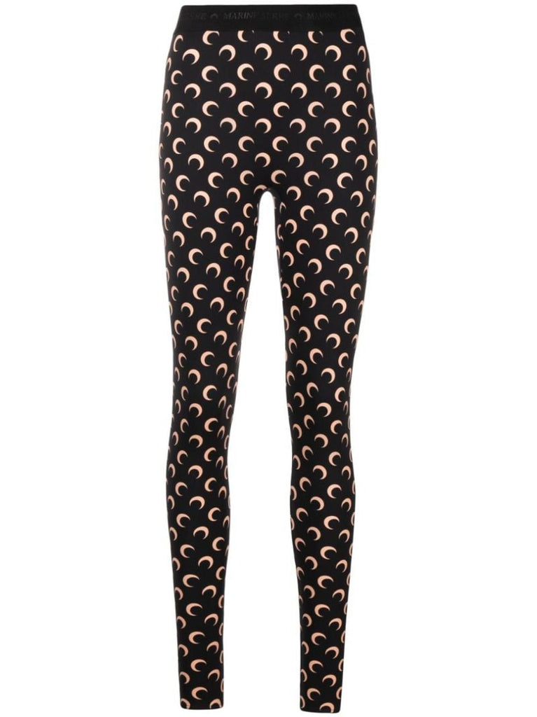 Black Fuseaux Crescent Moon Print Leggings