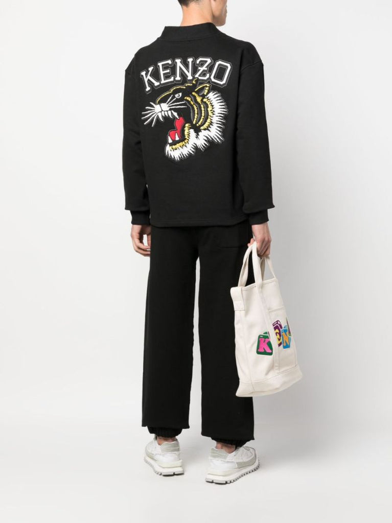 Black Varsity Jungle Tiger Cotton Cardigan