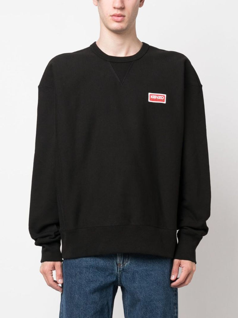 Black Paris Logo Cotton Sweatshirt