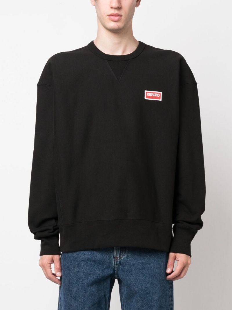 Black Paris Logo Cotton Sweatshirt