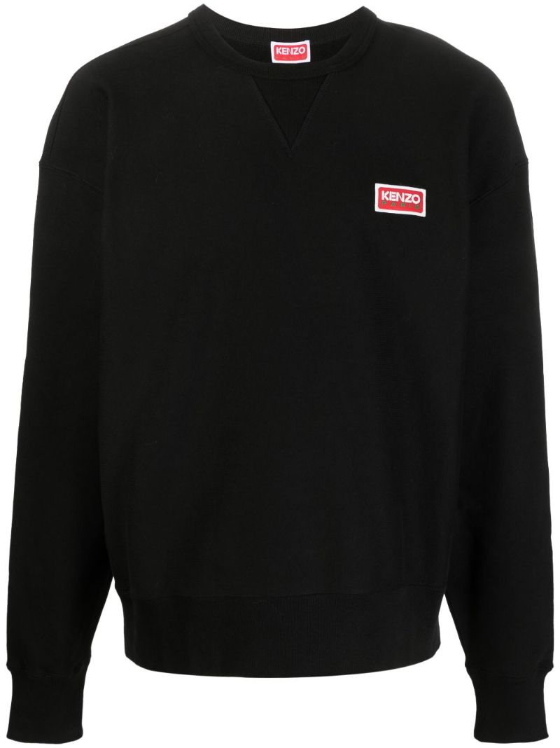 Black Paris Logo Cotton Sweatshirt