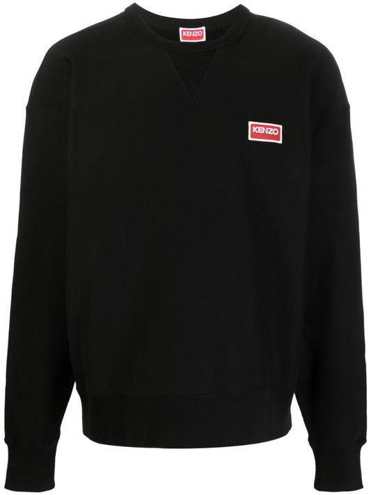 Black Paris Logo Cotton Sweatshirt