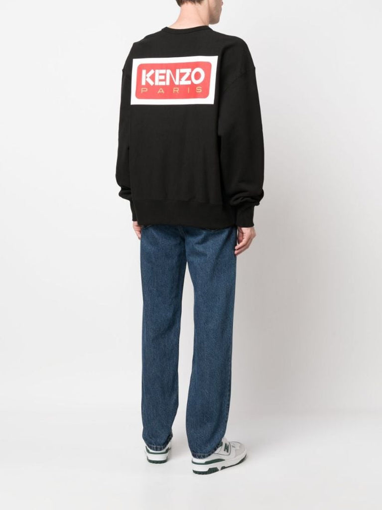 Black Paris Logo Cotton Sweatshirt