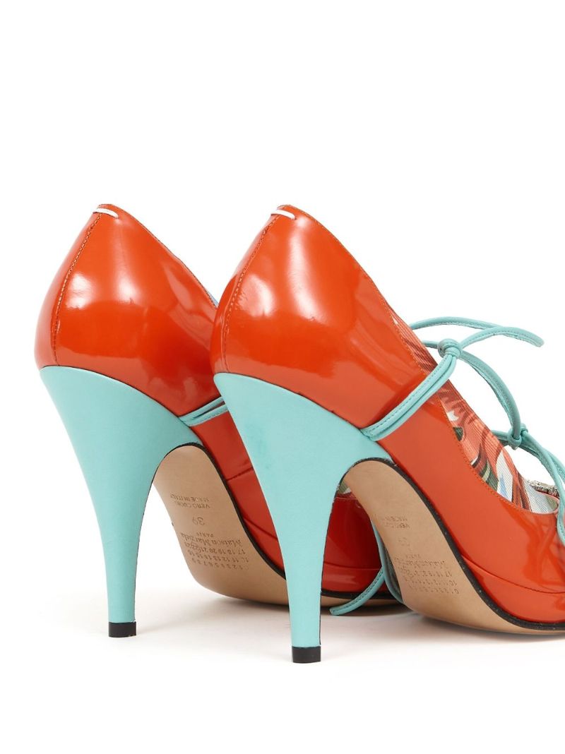 Orange Tabi Monster 110 Crystal Pumps