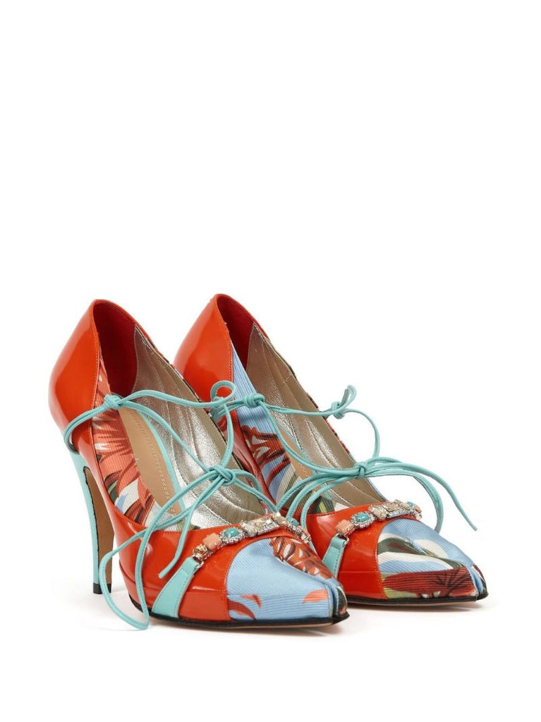 Orange Tabi Monster 110 Crystal Pumps