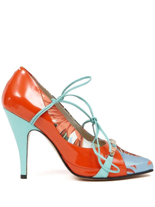 Orange Tabi Monster 110 Crystal Pumps