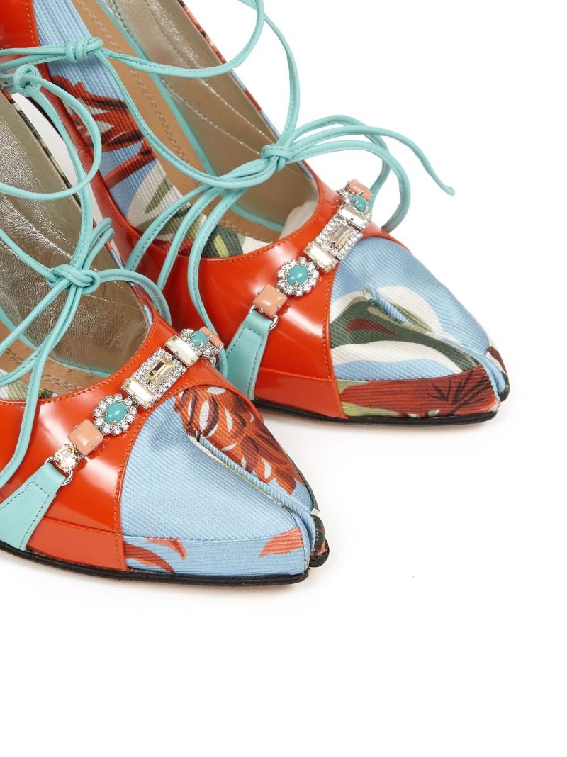 Orange Tabi Monster 110 Crystal Pumps