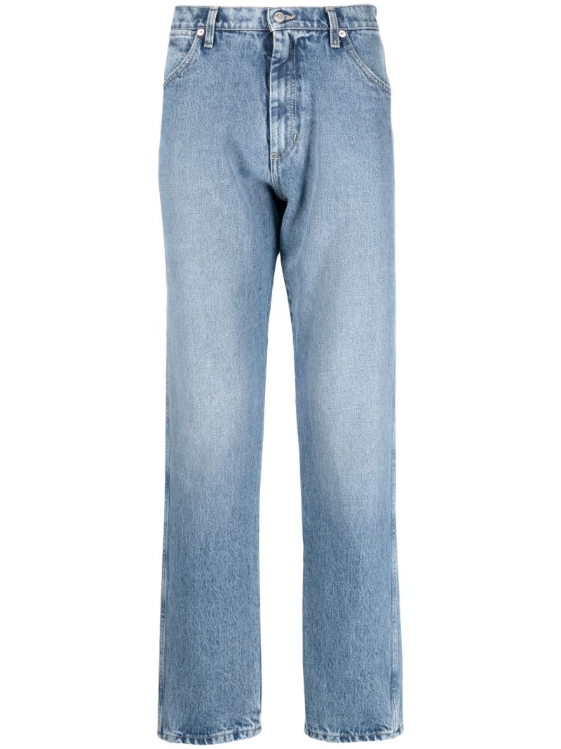 Blue Logo-patch Straight-leg Jeans