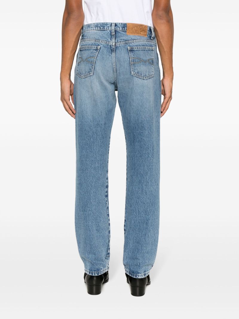 Blue Logo-patch Straight-leg Jeans