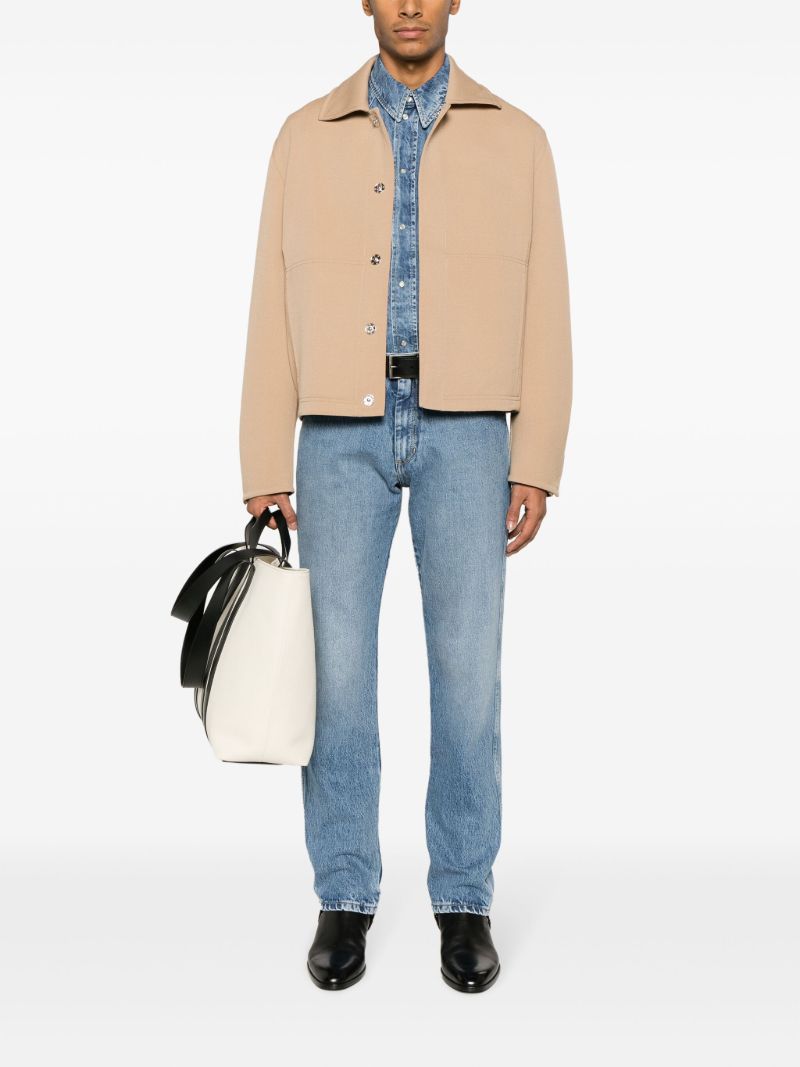 Blue Logo-patch Straight-leg Jeans