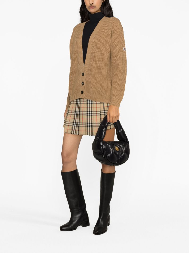 Brown Logo Patch Ribbed-knit Cardigan