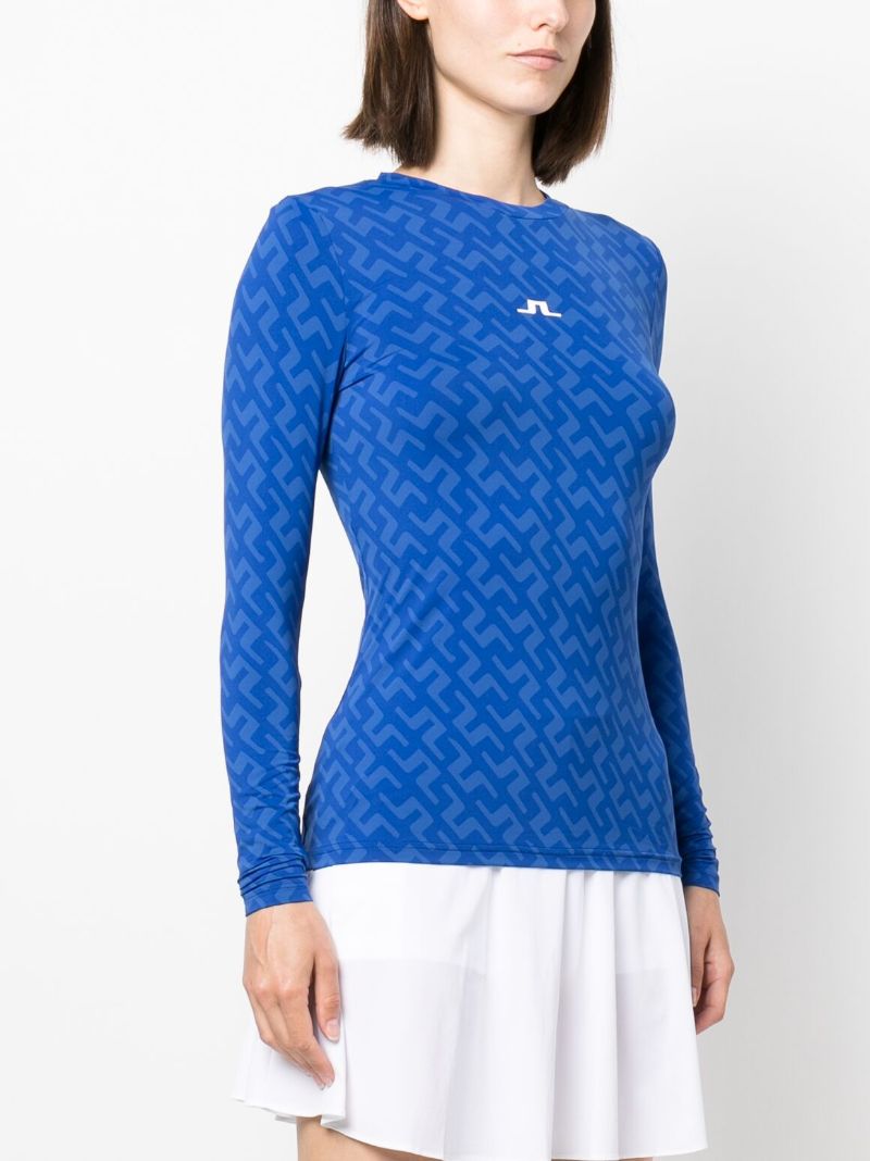 Blue Tekla Logo Print Crew Neck Top