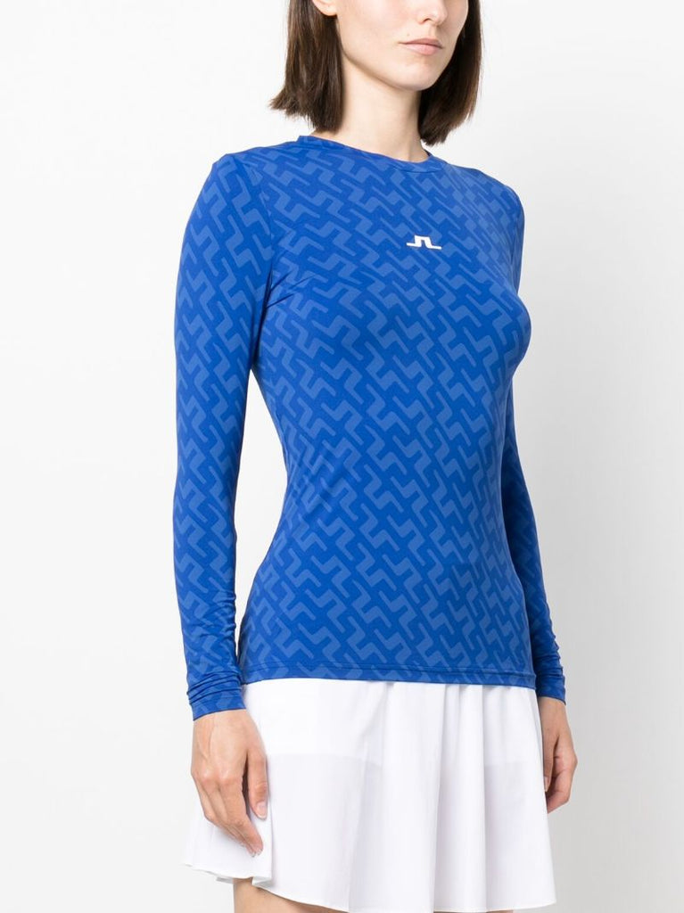 Blue Tekla Logo Print Crew Neck Top