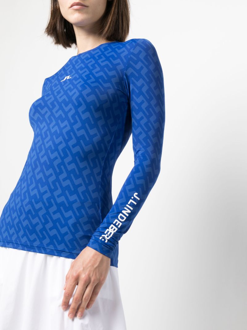 Blue Tekla Logo Print Crew Neck Top