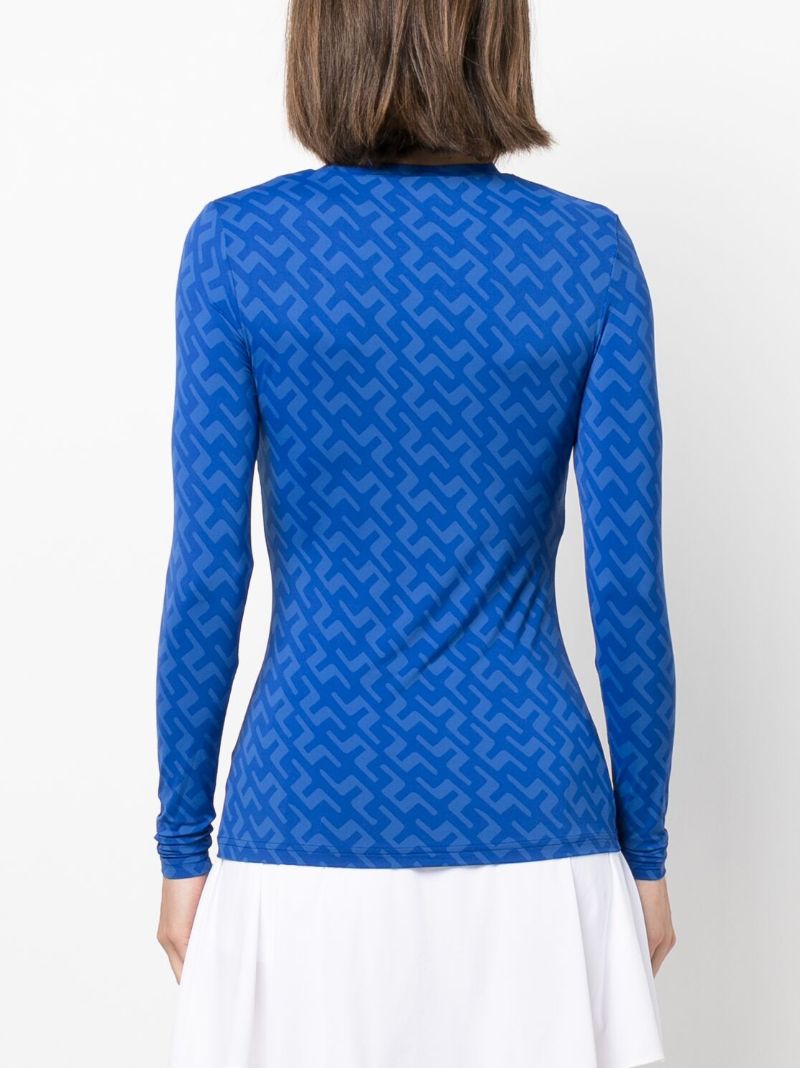 Blue Tekla Logo Print Crew Neck Top