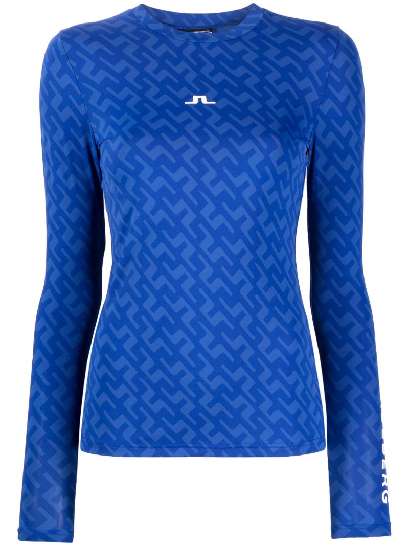 Blue Tekla Logo Print Crew Neck Top